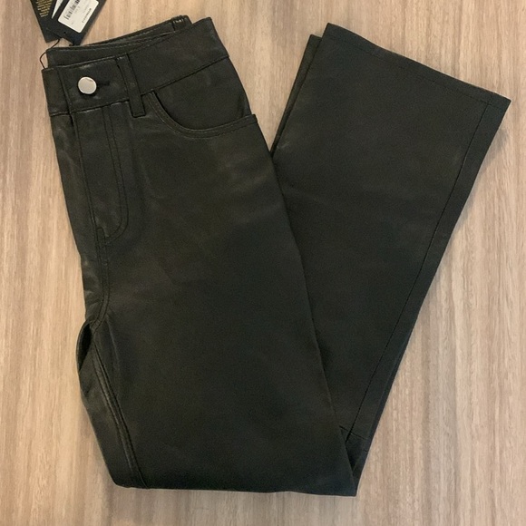 Maje Womens Perry Leather Straight Leg Flared Crop Pants US 0 Black FR 34 -Flaw- - Picture 4 of 16